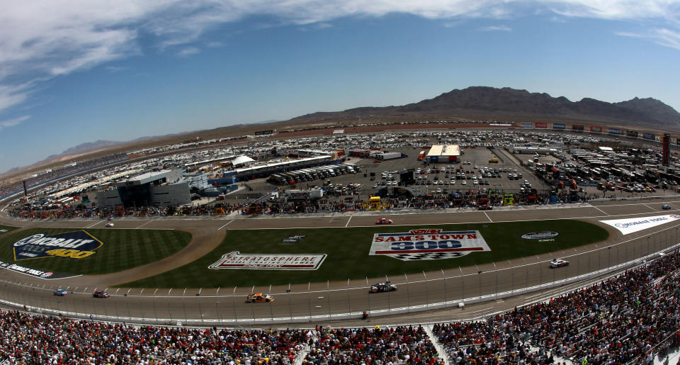 LAS VEGAS, NV - MARCH 11: Cars race during the NASCAR Sprint Cup Series Kobalt Tools 400 at Las Vegas Motor Speedway on March 11, 2012 in Las Vegas, Nevada. (Photo by Ronald Martinez/Getty Images for NASCAR)