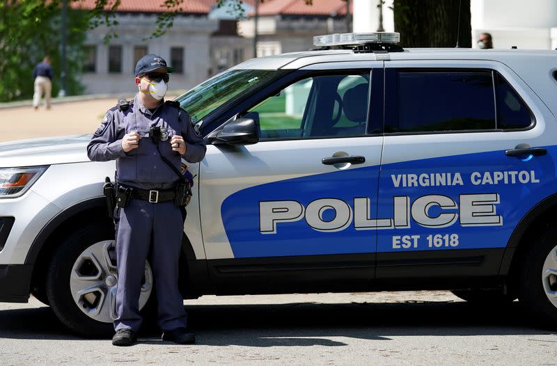 Demonstrators gather to protest coronavirus lockdown measures in Richmond, Virginia