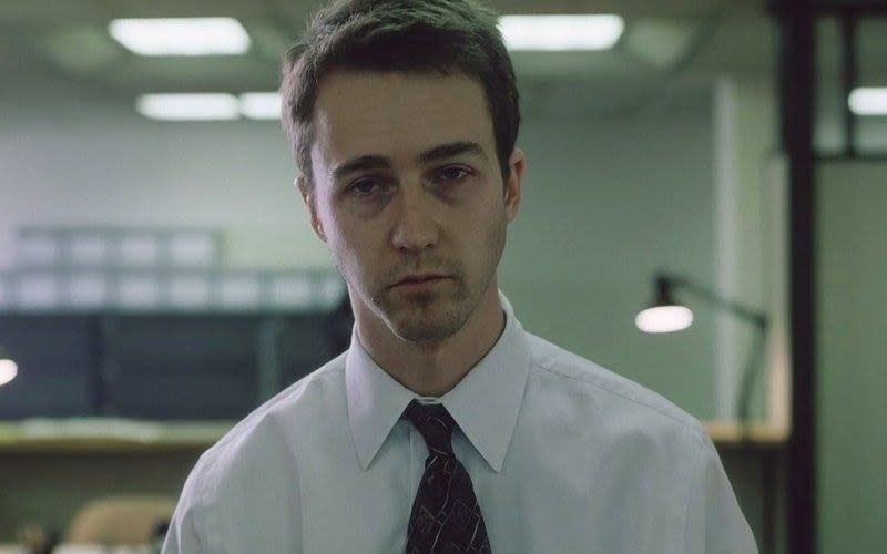 closeup of Edward Norton in "Fight Club"