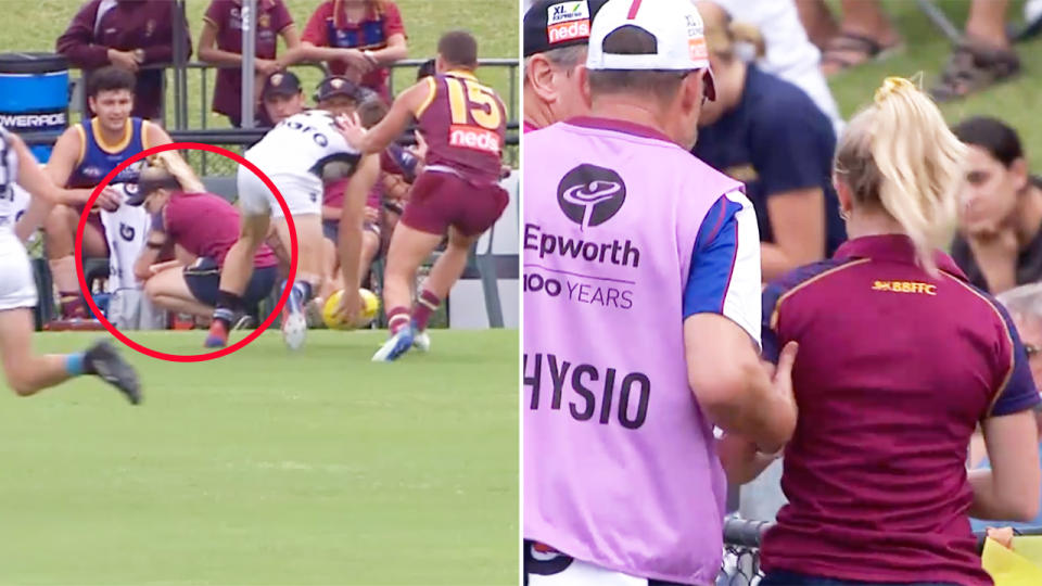 Dayne Zorko, pictured here shoving his opponent straight into the trainer.