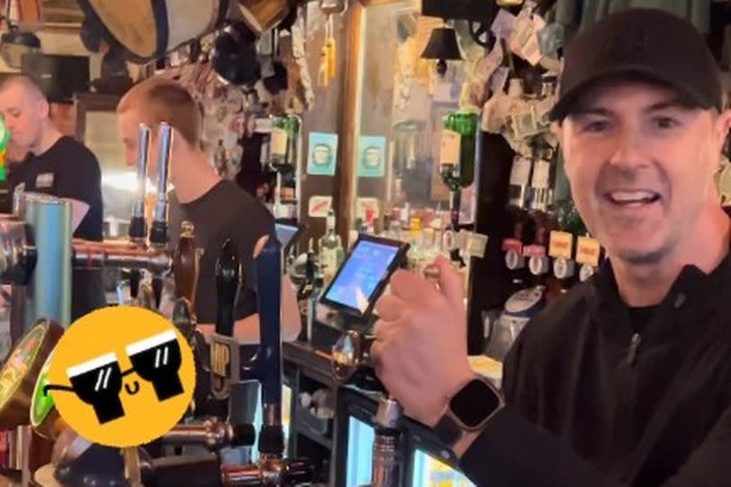 Paddy McGuinness pouring a pint of Guinness in Derry -Credit:Paddy McGuinness/ Instagram