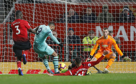 Soccer Football - Premier League - Manchester United v Arsenal - Old Trafford, Manchester, Britain - December 5, 2018 Arsenal's Alexandre Lacazette scores their second goal REUTERS/Darren Staples