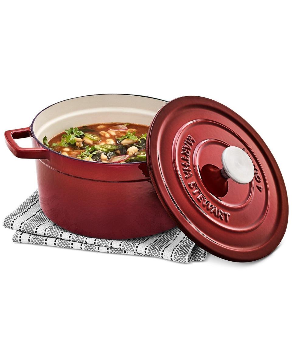 Okay, so if you don't want to overspend on a Le Creuset Dutch oven, this lookalike just might be something you need for your menu. The cast iron is designed to heat things up evenly so whatever you're cooking actually cooks. <a href="https://fave.co/3nOAVYn" target="_blank" rel="noopener noreferrer">Originally $160, get it now for $50 at Macy's</a>. 