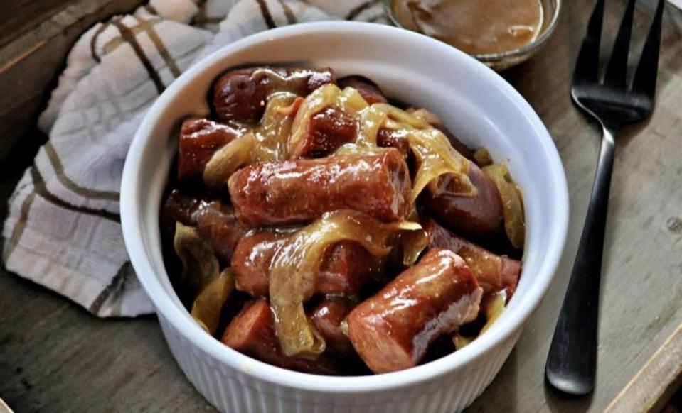 <p>Krista Marshall</p><p>Dad is going to love anything you braise in beer!</p><p><strong>Get the recipe: <a href="https://parade.com/1130509/kristamarshall/slow-cooker-beer-braised-smoke-sausage/" rel="nofollow noopener" target="_blank" data-ylk="slk:Slow Cooker Beer Braised Sausage;elm:context_link;itc:0;sec:content-canvas" class="link ">Slow Cooker Beer Braised Sausage</a></strong></p>