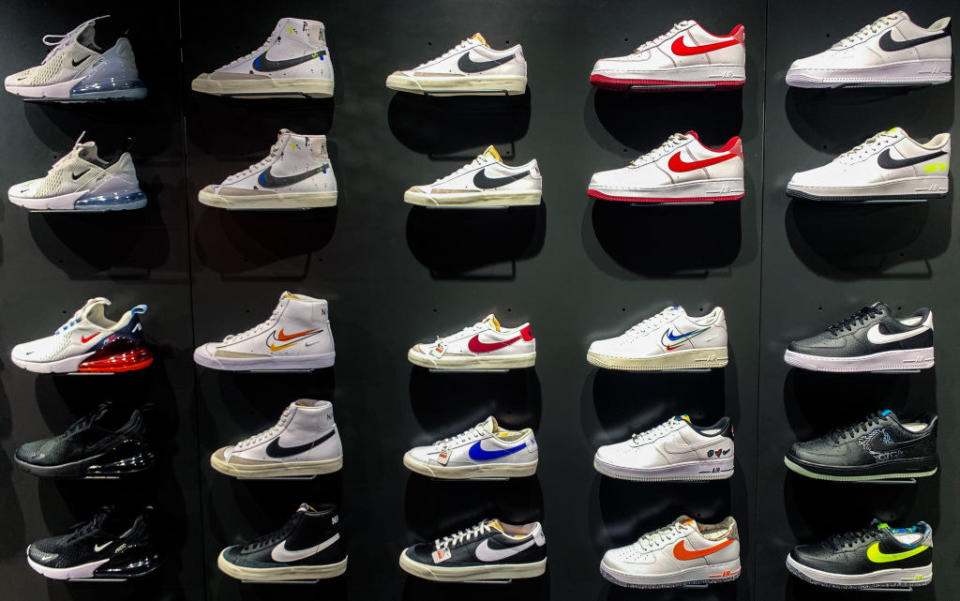 Nikes on a wall