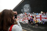 Marcus Rashford mural covered with messages of support after it was defaced following the Euro 2020 Final between Italy and England