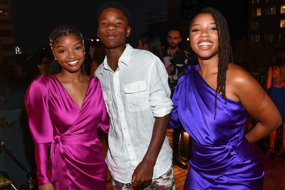 <p>Michael Buckner/Variety/Penske Media/Getty</p> Halle Bailey, Branson Bailey and Chloe Bailey at the Variety Power of Young Hollywood party in August 2019
