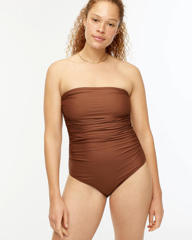 J.Crew: Ruched Bandeau One-piece In Stripe For Women