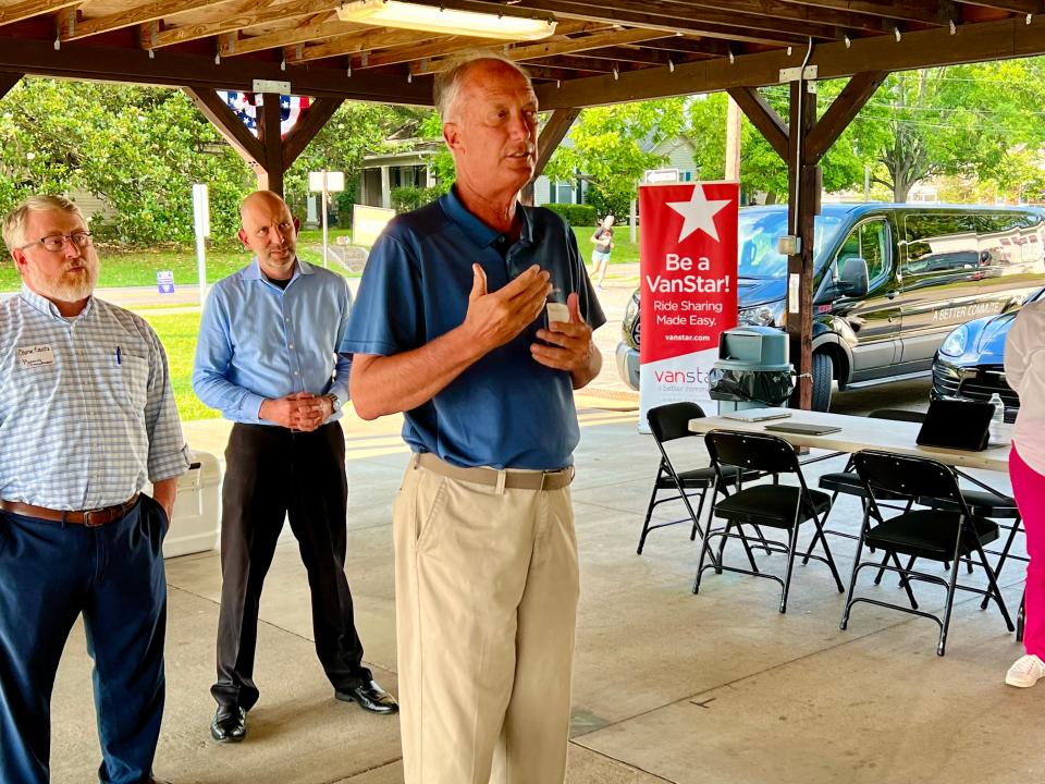 Vice Mayor Randy McBroom speaks at the Tuesday, May 23, 2019 public forum at Riverwalk Park regarding the city's long-term comprehensive plan.