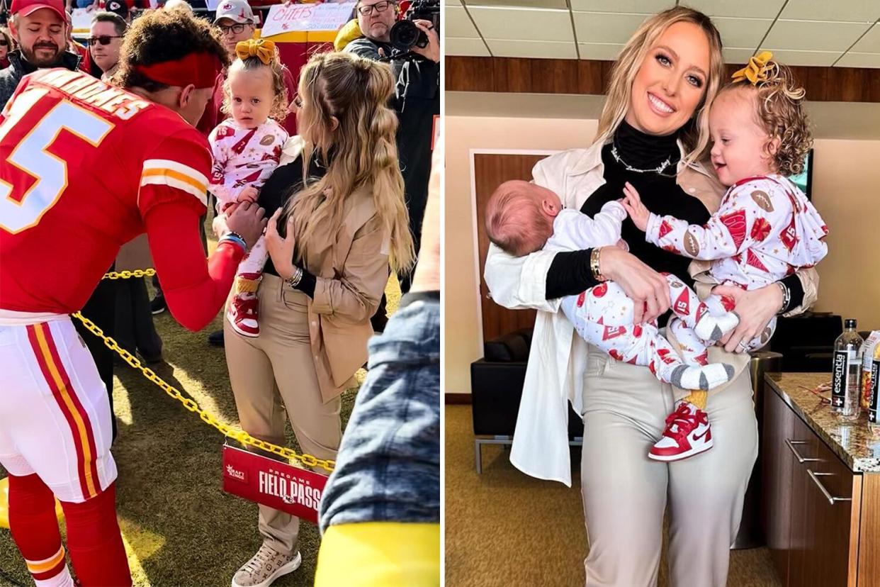 Brittany Mahomes Cheers on Patrick Mahomes with Their Two Kids at Arrowhead Stadium