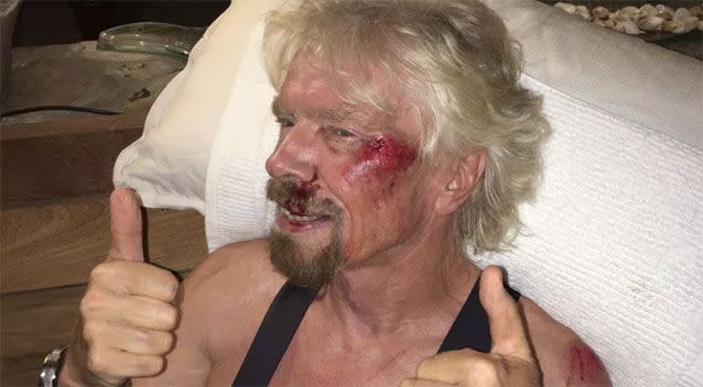 Branson was lucky to escape serious injury. Source: Virgin