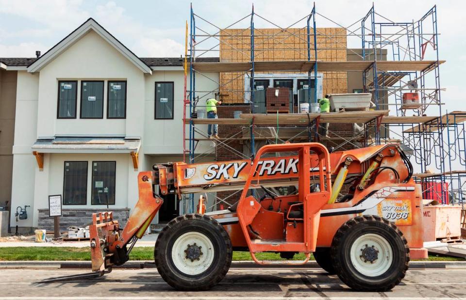 Construction crews work on new homes last fall in East Boise’s Harris Ranch community. The construction industry was one of the ones least affected by the coronavirus pandemic in Idaho.