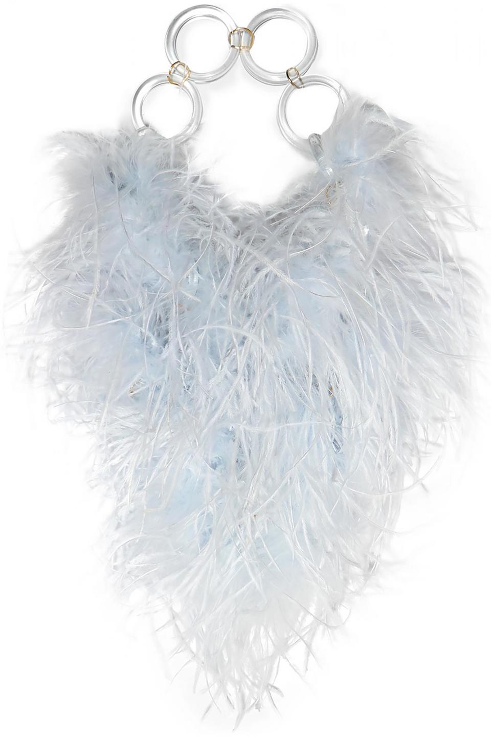 VANINA L'oiseau Rebelle feather-embellished acrylic tote