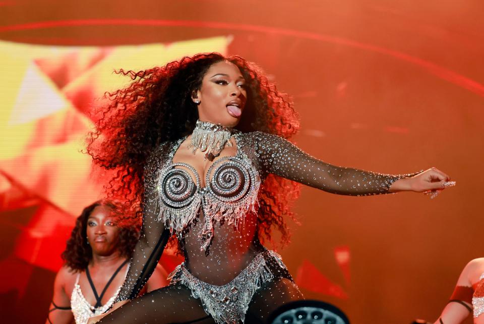 Megan Thee Stallion performs onstage during the 2023 LA Pride in the Park Festival at Los Angeles Historical Park on June 09, 2023 in Los Angeles, California.