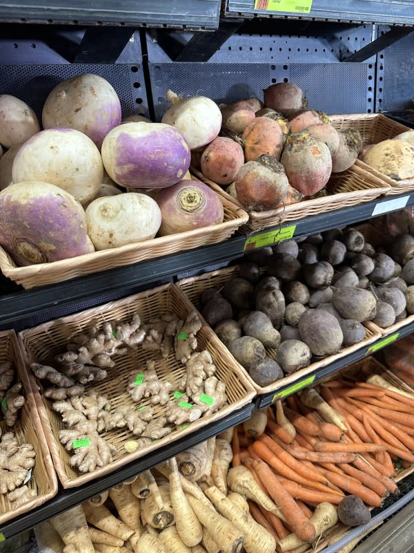 Baskets of turnips, carrots and beets<p>Kelli Acciardo Venner</p>