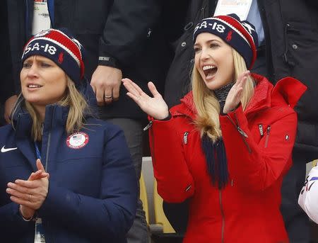 Snowboarding - Pyeongchang 2018 Winter Olympics - Men's Big Air Finals - Alpensia Ski Jumping Centre - Pyeongchang, South Korea - February 24, 2018 - U.S. President Donald Trump's daughter and senior White House adviser, Ivanka Trump reacts. REUTERS/Kai Pfaffenbach