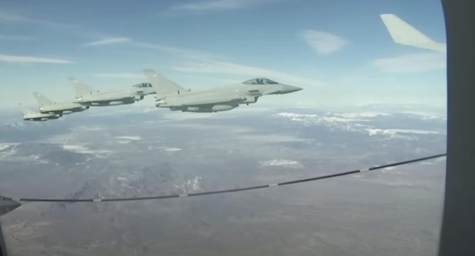 Military drills above the Nevada desert were undertaken this week as tensions rise with China. Source: Channel 4