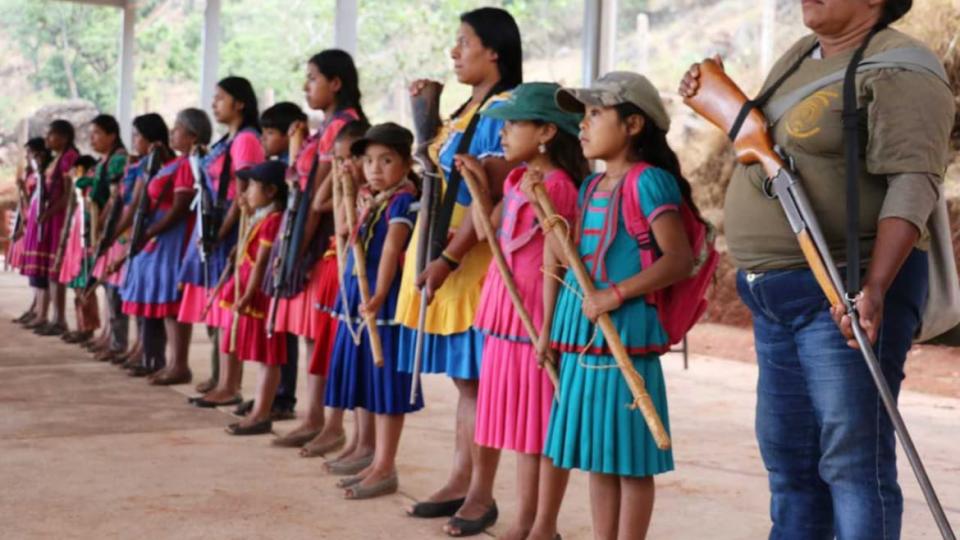 <div class="inline-image__caption"><p>"Women and children trainees for the indigenous community police stand at stand at attention in Rincón de Chautla."</p></div> <div class="inline-image__credit">Courtesy Jeremy Kryt</div>