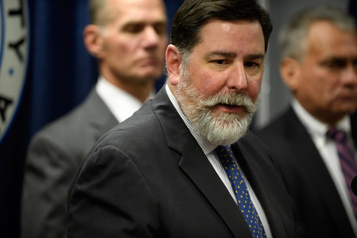 PITTSBURGH, PA - OCTOBER 28: Pittsburgh Mayor Bill Peduto speaks during a press conference on the mass shooting that killed 11 people and wounded 6 at the Tree Of Life Synagogue on October 28, 2018 in Pittsburgh, Pennsylvania. Suspected gunman Richard Bowers, 46, has been charged with 29 federal counts in the mass shooting that police say was fueled by antisemitism. (Photo by Jeff Swensen/Getty Images): Getty Images