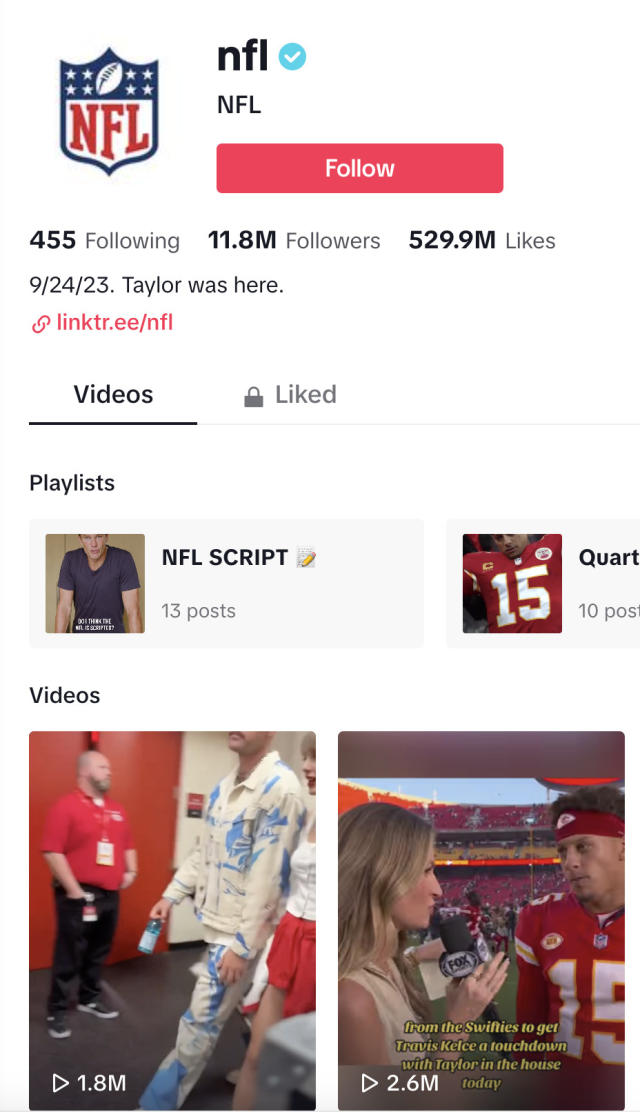 NFL Shouts Out Taylor Swift in X Bio After Attendance at Chiefs