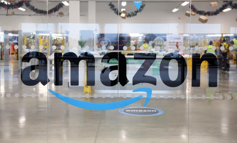 Amazon logo on window