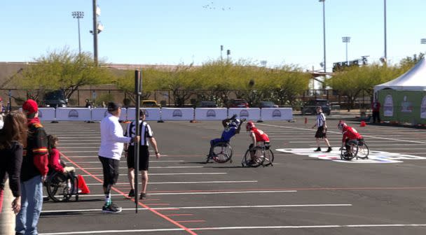 PHOTO: The Wheelchair Football League's Kansas City Chiefs and Los Angeles Rams compete in their championship game. (ABC News)