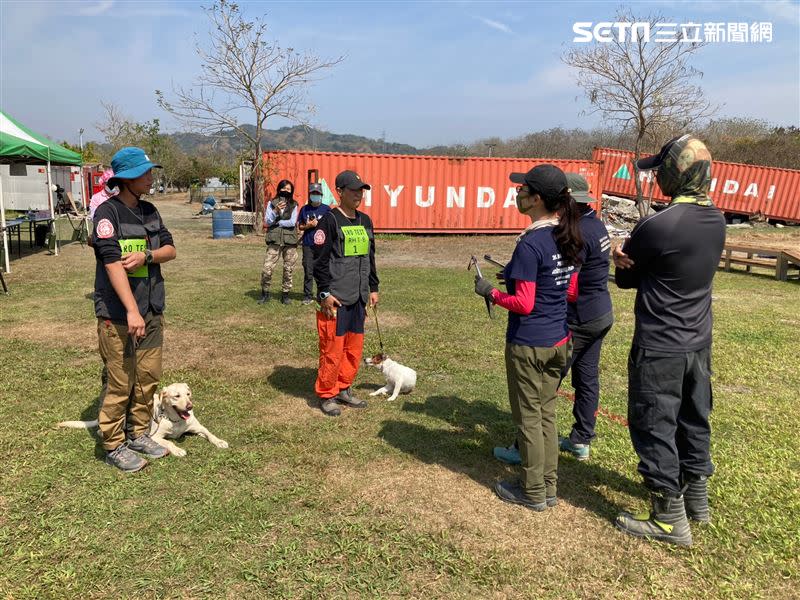 新北搜救犬隊南下竹山訓練中心參與國際搜救犬組織評量檢測。（圖／翻攝畫面）