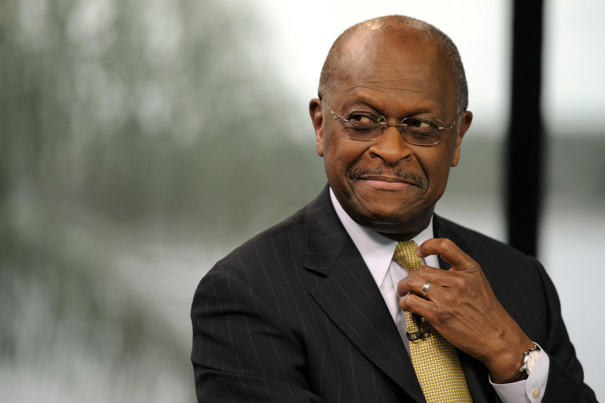 Herman Cain, the former chairman and chief executive officer of Godfather’s Pizza, says allegations that President Trump is a racist are unfounded. (Photo: David Paul Morris/Bloomberg via Getty Images)