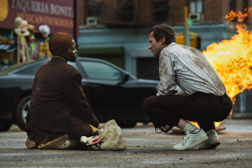 Lupita Nyong’o as “Samira” and Joseph Quinn as “Eric” in A Quiet Place: Day One from Paramount Pictures.