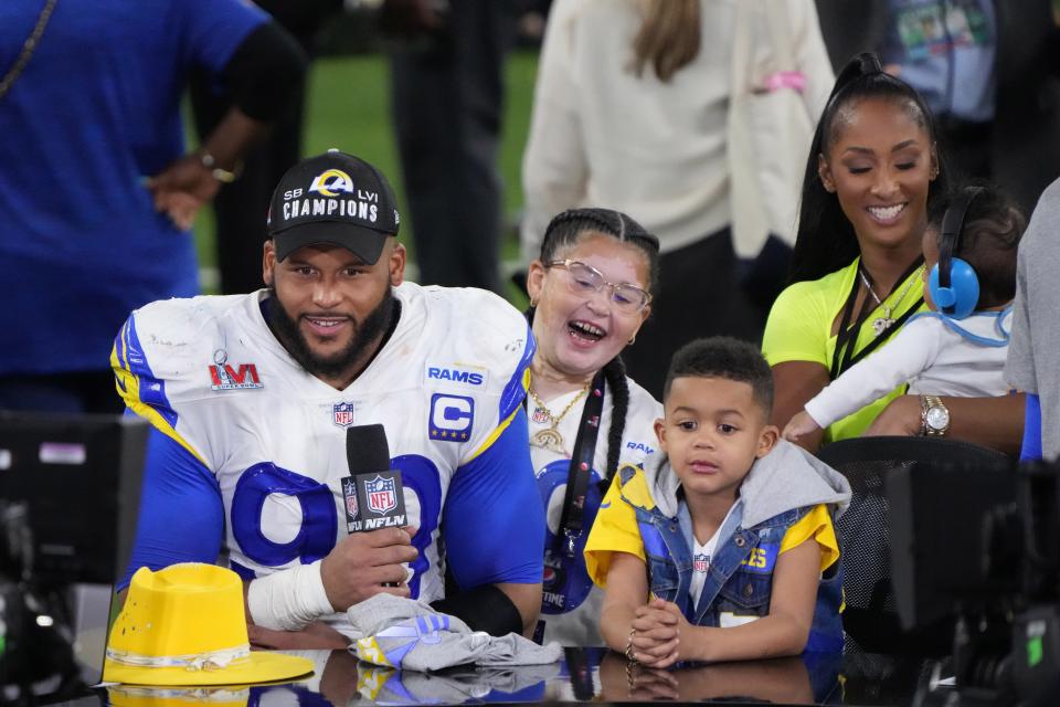 Aaron Donald with his family after Super Bowl 56.