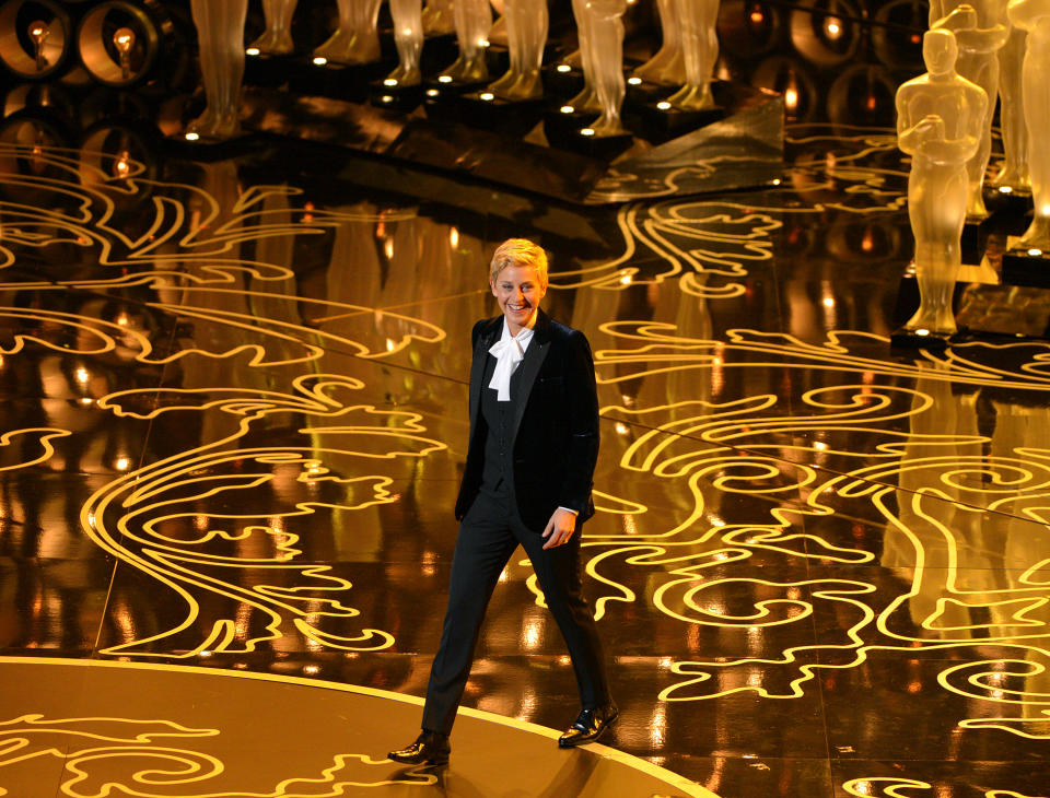 Ellen DeGeneres hosts the Oscars at the Dolby Theatre on Sunday, March 2, 2014, in Los Angeles. (Photo by John Shearer/Invision/AP)