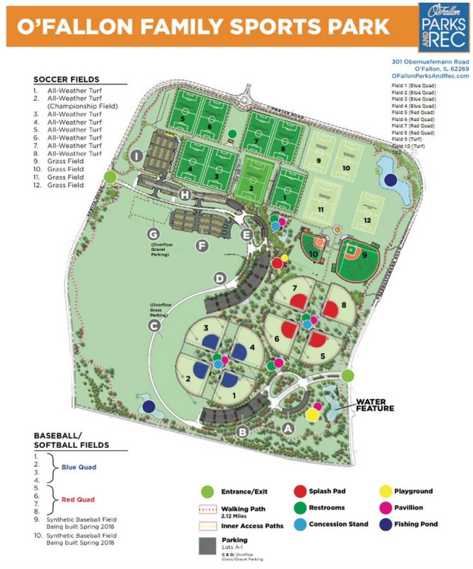A map of the O’Fallon Family Sports Park.