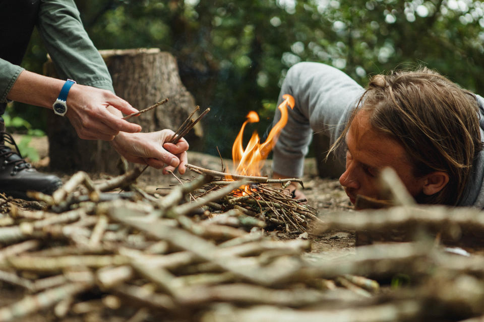 Participants learn the fundamentals of bushcraftThera-Sea