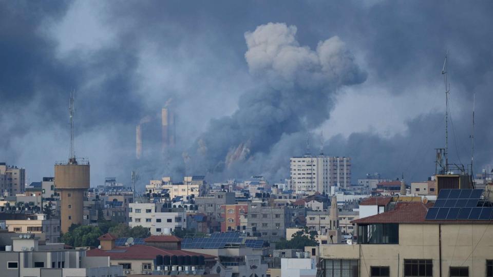 PHOTO: Smoke rises following an Israeli airstrike in Gaza City, Oct. 11, 2023. (Hatem Moussa/AP)