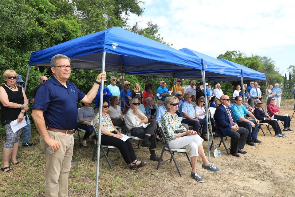 About 70 people attended the groundbreaking ceremony Friday for a new 40-unit housing development being built by Habitat for Humanity of Greater Volusia County. There will be eight single-family homes and 16 duplexes on the donated property north of Daytona Beach.