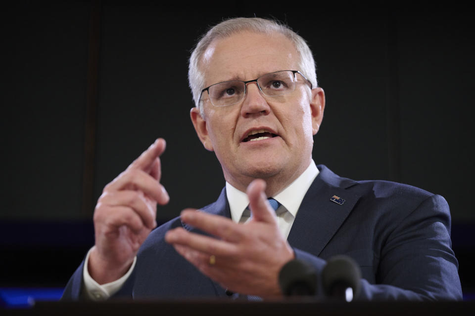 Prime Minister Scott Morrison addresses the National Press Club