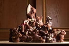 Heap of different chocolate Easter bunnies.