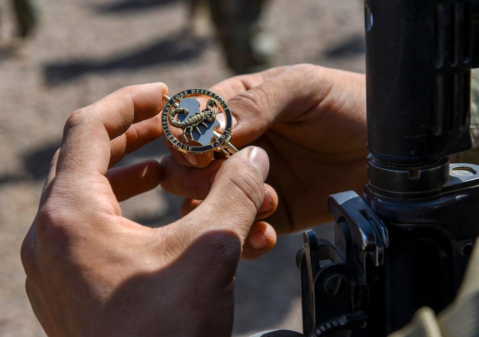 US Army soldier French Desert Commando Course pin