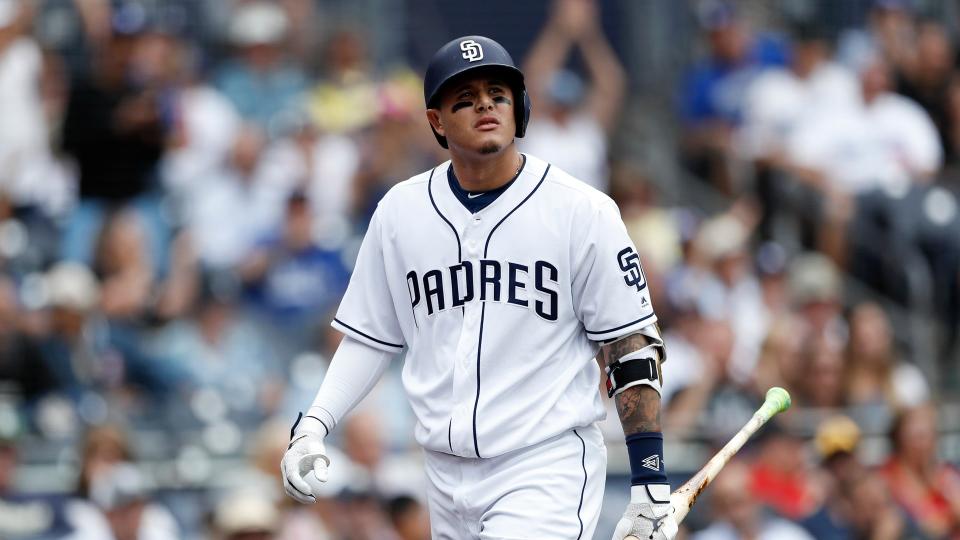 Mandatory Credit: Photo by Gregory Bull/AP/Shutterstock (10425437l)San Diego Padres' Manny Machado walks away after striking out during the ninth inning of the team's baseball game against the Los Angeles Dodgers, in San DiegoDodgers Padres Baseball, San Diego, USA - 26 Sep 2019.