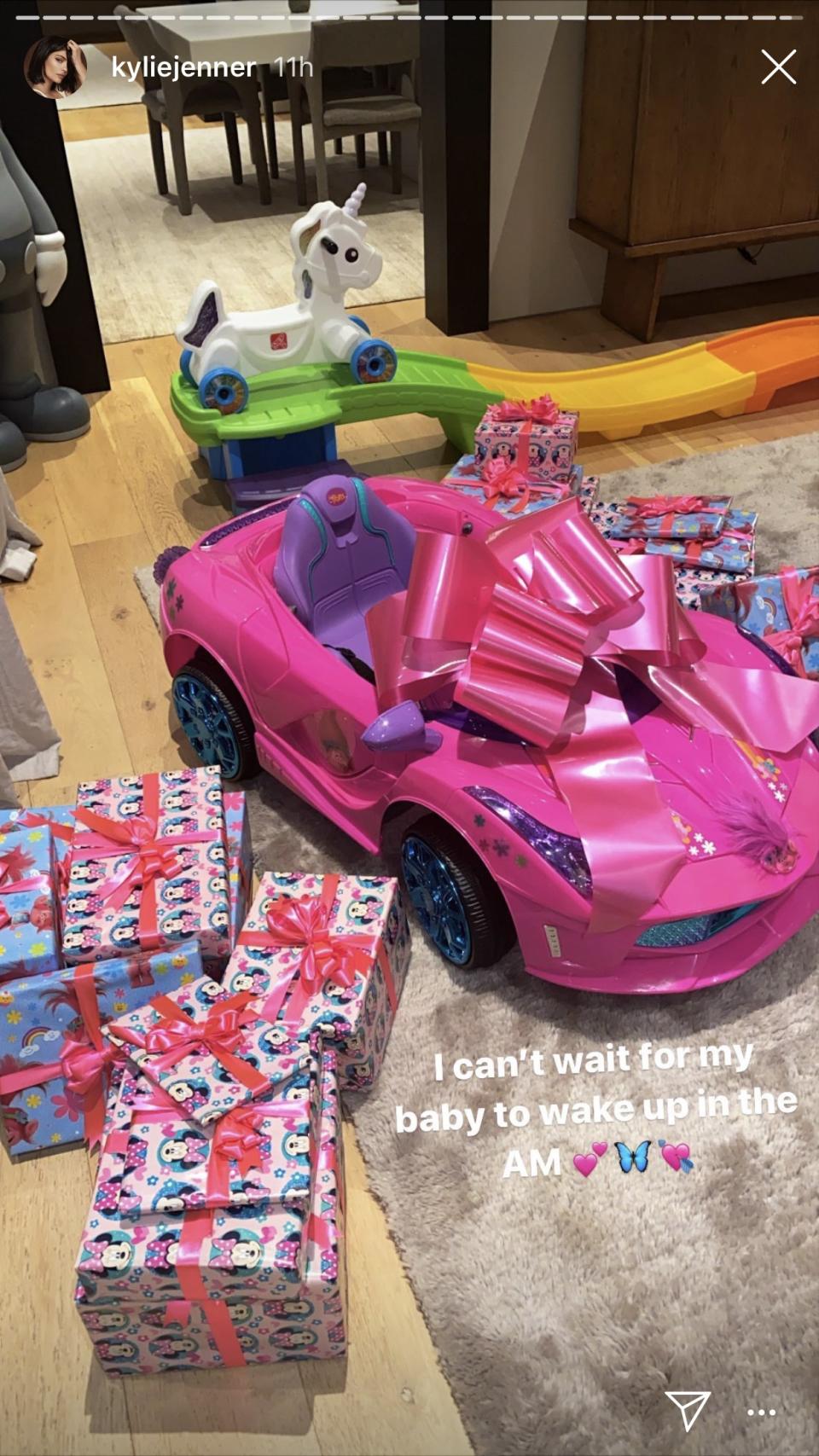 Kylie Jenner shared photos of her birthday presents for daughter Stormi. (Kylie Jenner/Instagram)