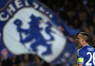 Chelsea's John Terry reacts at the end of their Champions League quarter-final second leg soccer match against Paris St Germain at Stamford Bridge in London, April 8, 2014. Chelsea won the match 2-0 and qualified for the next round. REUTERS/Dylan Martinez (BRITAIN - Tags: SPORT SOCCER)