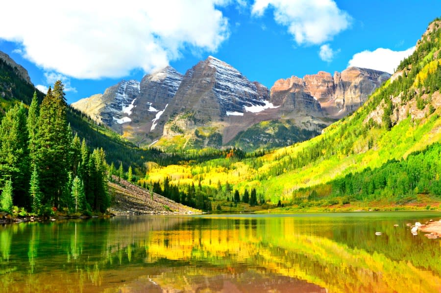 Maroon Bells, Aspen, Colorado during the aspen leaves changing colors for the fall. (Getty Images)