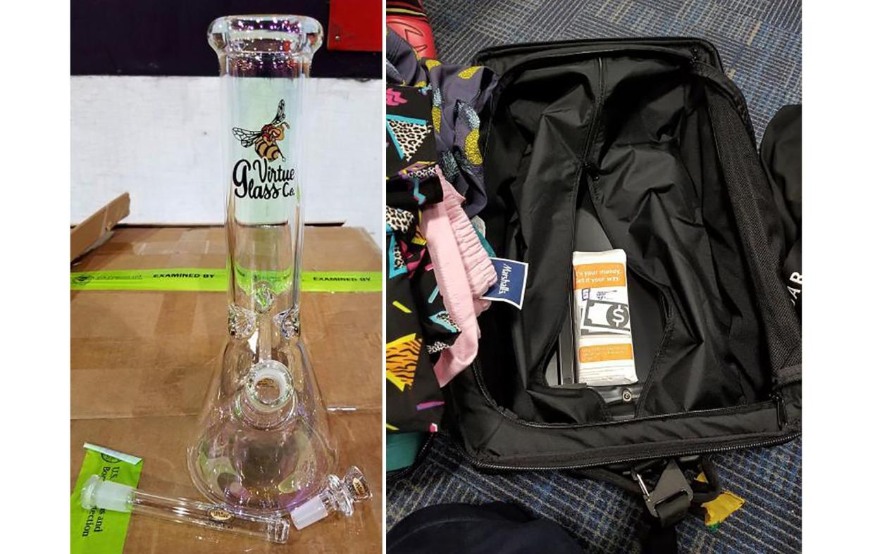 CBP Officers seizured a $56,000 shipment of glass bongs and $23,000 in unreported currency on Monday at Washington Dulles International Airport.