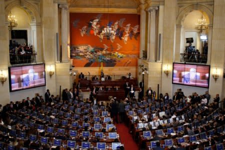 Colombia's congress is seen before the swearing in ceremony of a new congress, which includes former members of the FARC who were given ten seats as part of the 2016 peace process, in Bogota, Colombia, July 20, 2018. REUTERS/Juan Pablo Pino