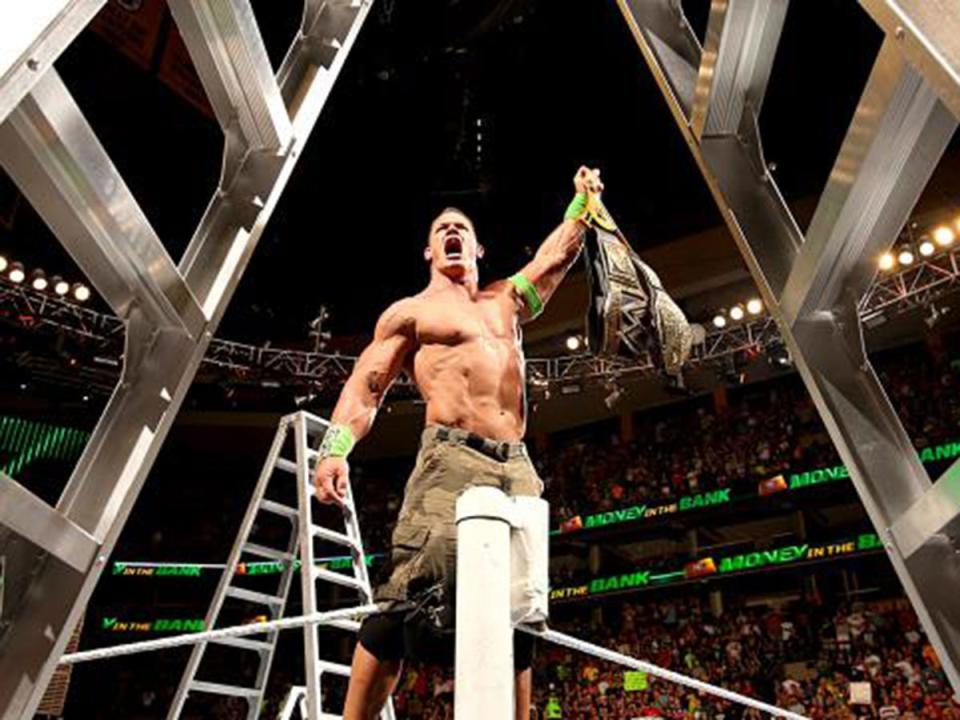 A ladder match is won when the prize – often a title belt – hanging above the ring is pulled down (WWE)