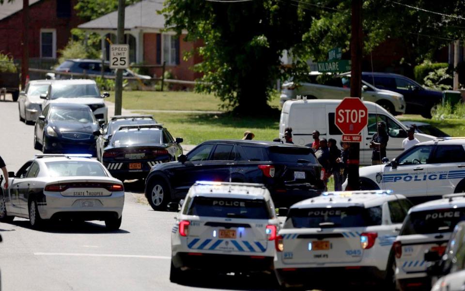 Police have cordoned off the suburban neighbourhood in Charlotte