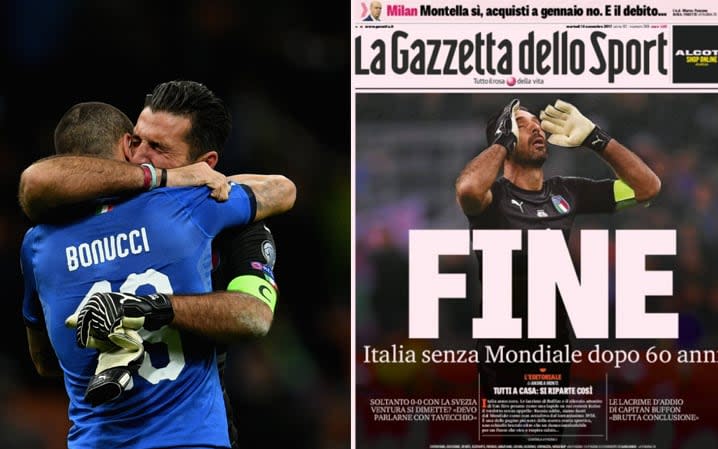 Gigi Buffon heads into international retirement after Italy failed to make the World Cup finals for the first time since 1958 - Getty Images 