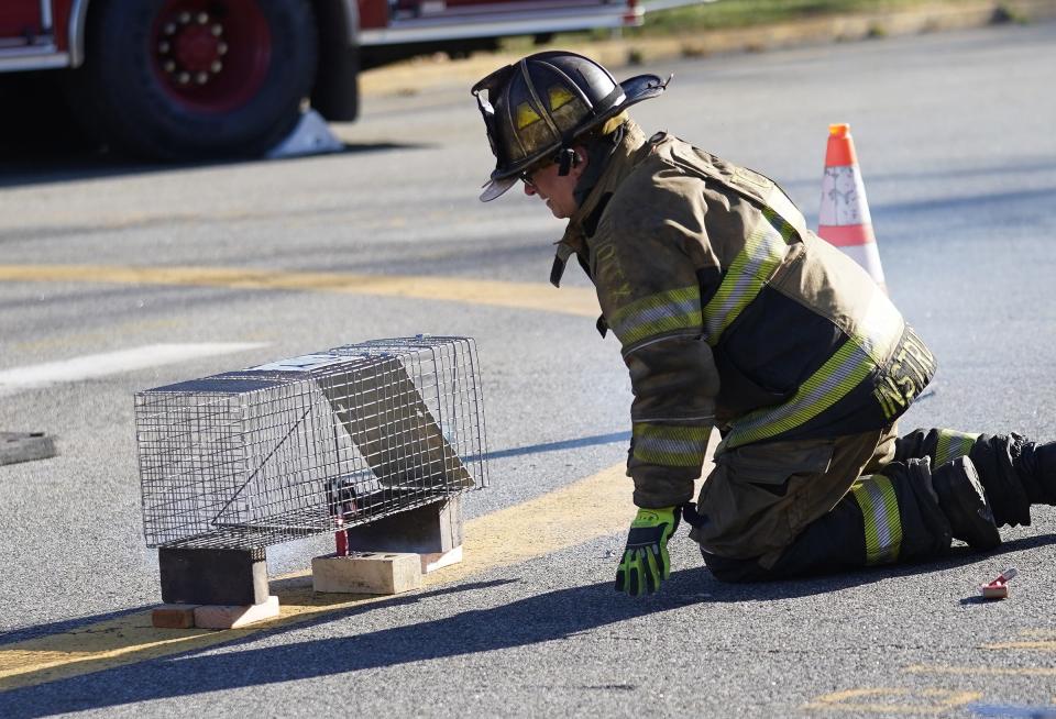 Demonstration of a lithium-ion battery failure caused by a simulated overcharging at Rockland County Fire Training Center in Pomona on Thursday, Dec 14, 2023.
