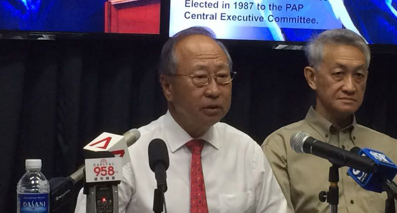 Former presidential candidate Tan Cheng Bock addresses reporters at a press conference on 11 March, 2016. PHOTO: Nicholas Yong/Yahoo News Singapore