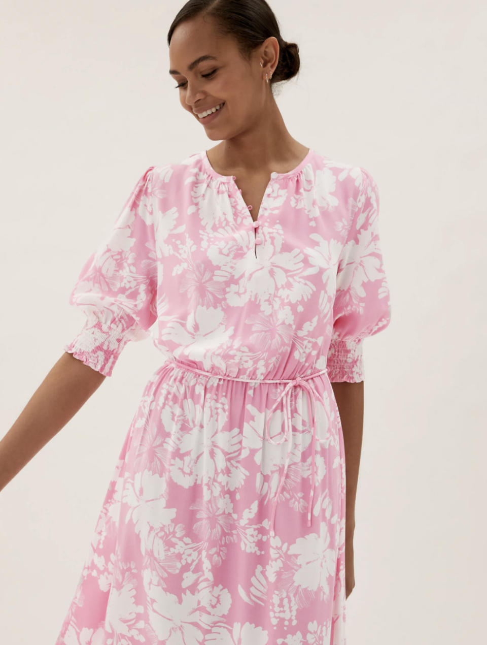 M&S' new floral midaxi dress comes in regular and long lengths to suit all shoppers' needs.  (Marks and Spencer)